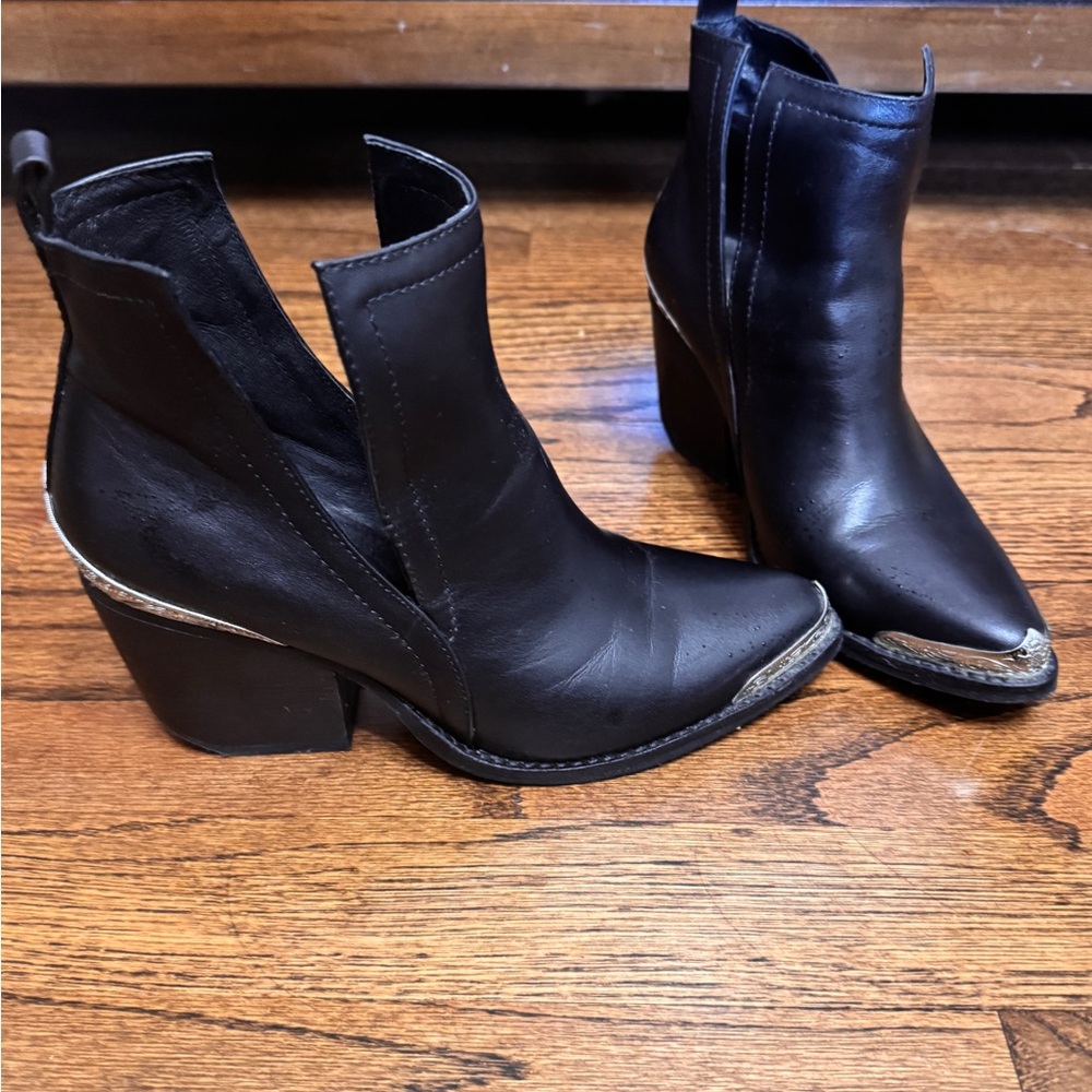 Catherine Malandrino Black Ankle Booties with Western Flair